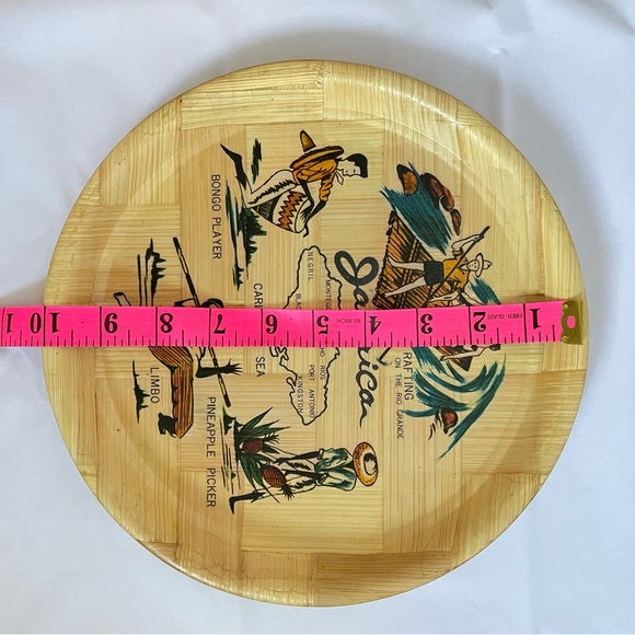 Vintage Bamboo Serving Wooden plate Jamaica Souvenir Mid Century Collectible - Picture 3 of 8